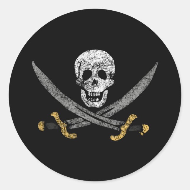 Captain Jack Rackham's Jolly Roger Pirate Flag Classic Round Sticker (Front)