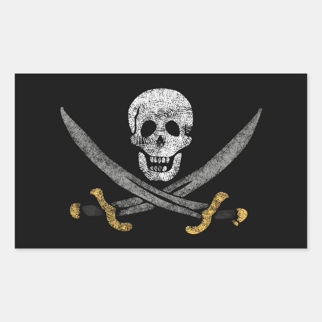 Captain Jack Rackham's Jolly Roger Pirate Flag Sticker (Front)