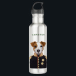 Captain Jack Russell | Add Your Name 710 Ml Water Bottle<br><div class="desc">This design features a potrait of a Jack Russell Terrier dressed in a military uniform.</div>
