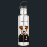 Captain Jack Russell | Add Your Name 710 Ml Water Bottle<br><div class="desc">This design features a potrait of a Jack Russell Terrier dressed in a military uniform.</div>