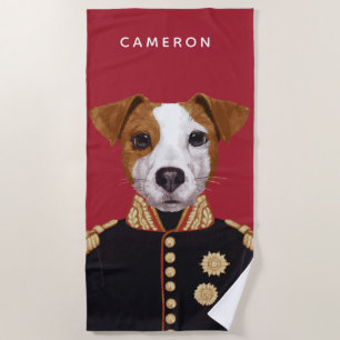 Captain Jack Russell   Add Your Name Beach Towel