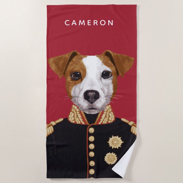 Captain Jack Russell | Add Your Name Beach Towel (Front)