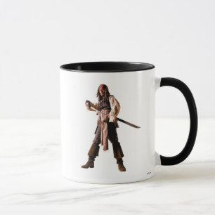 Captain jack sparrow standing drawing sword mug