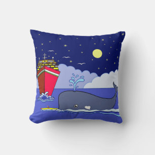 Captain Kayak Saved by Whale Throw Pillow