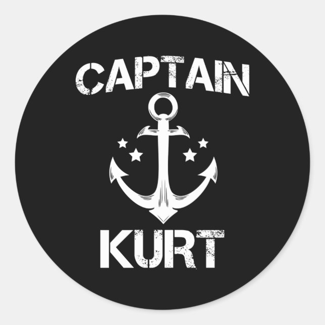 Captain Kurt Personalized Name Boat Classic Round Sticker (Front)