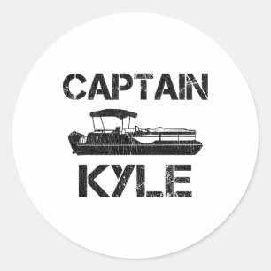 Captain Kyle Pontoon Personalized Boat Name Fishin Classic Round Sticker