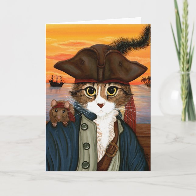 Captain Leo, Pirate Cat & Rat Fantasy Art Card (Front)