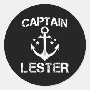 Captain Lester Funny Birthday Personalized Name Bo Classic Round Sticker