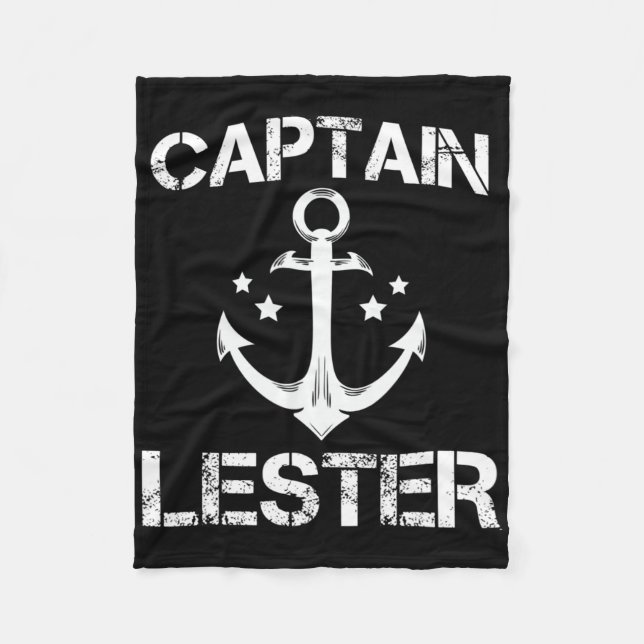 Captain Lester Funny Birthday Personalized Name Bo Fleece Blanket (Front)