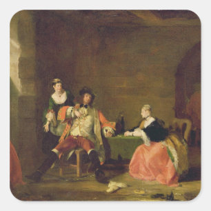 Captain Macheath Upbraided by Polly and Lucy in th Square Sticker