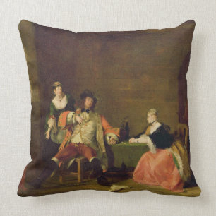Captain Macheath Upbraided by Polly and Lucy in th Throw Pillow
