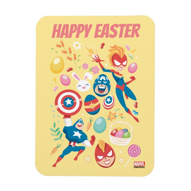 Captain Marvel & Captain America Easter Collage Magnet (Vertical)
