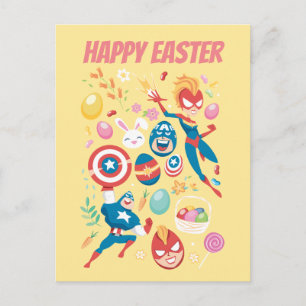 Captain Marvel & Captain America Easter Collage Postcard
