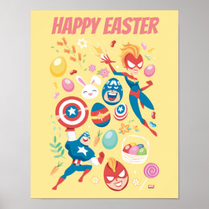 Captain Marvel & Captain America Easter Collage Poster