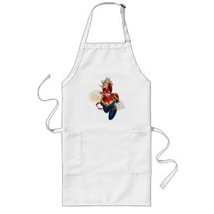 Captain Marvel Flying With Jets Long Apron
