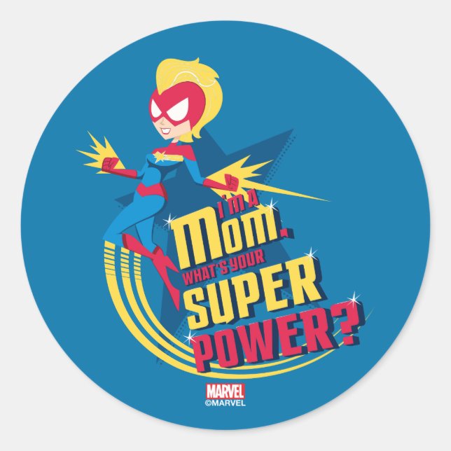 Captain Marvel | I'm A Mom Classic Round Sticker (Front)