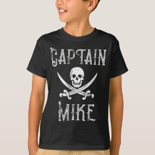 Captain Mike Retro Personalized Pirate Party Barge T-Shirt