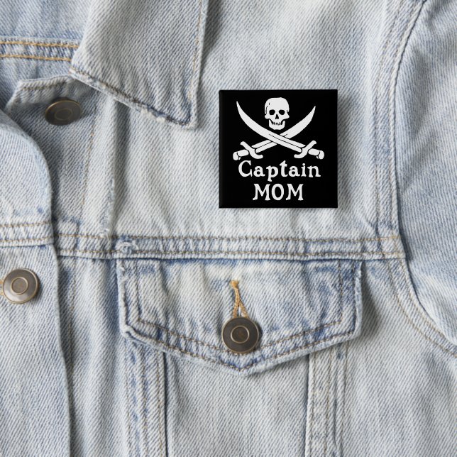 Captain Mom 2 Inch Square Button (In Situ)