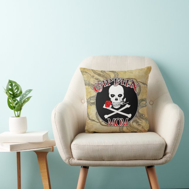 Captain Mom - Embraced by the Deep Throw Pillow (Chair)