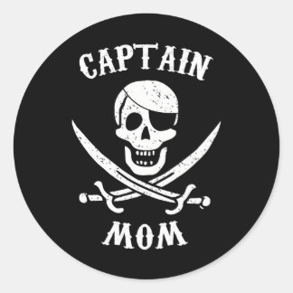 Captain Mom Pirate for Women Family Pirate s Classic Round Sticker