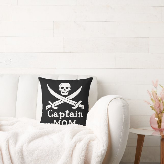 Captain Mom Throw Pillow (Couch)