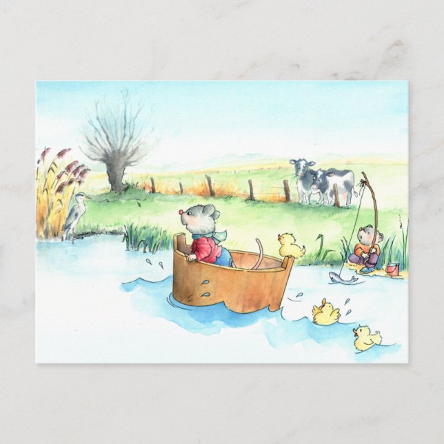 Captain Mouse on Boat Postcard (Front)