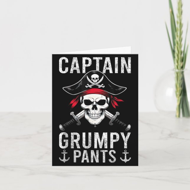 Captain Mpy Pants Rate Humor Skull Graphic  Card (Front)