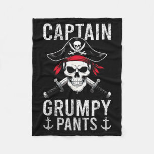 Captain Mpy Pants Rate Humor Skull Graphic  Fleece Blanket