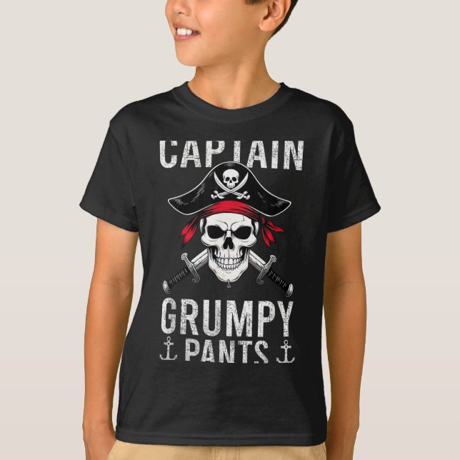 Captain Mpy Pants Rate Humor Skull Graphic  T-Shirt (Front)