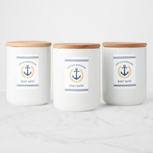 Captain Name Boat Name Nautical Anchor Gold Laurel Food Label