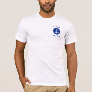 Captain Nautical Blue Anchor Personalized T-Shirt