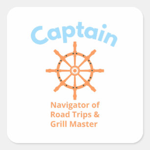 Captain – Navigator of Road Trips Square Sticker