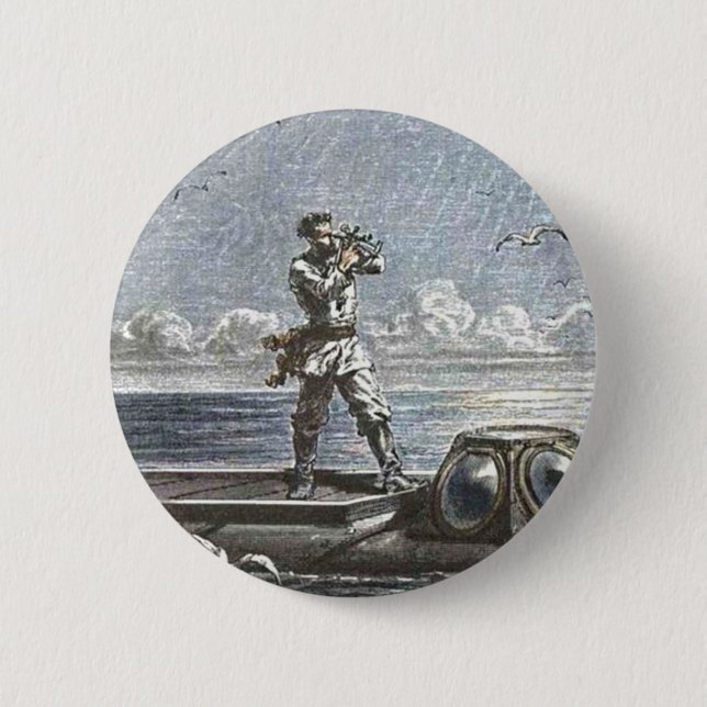 Captain Nemo Verne 20,000 Leagues Sci Fi Art 2 Inch Round Button (Front)