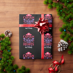 Captain of Chaos and Hearts Pirate Graphic Wrapping Paper
