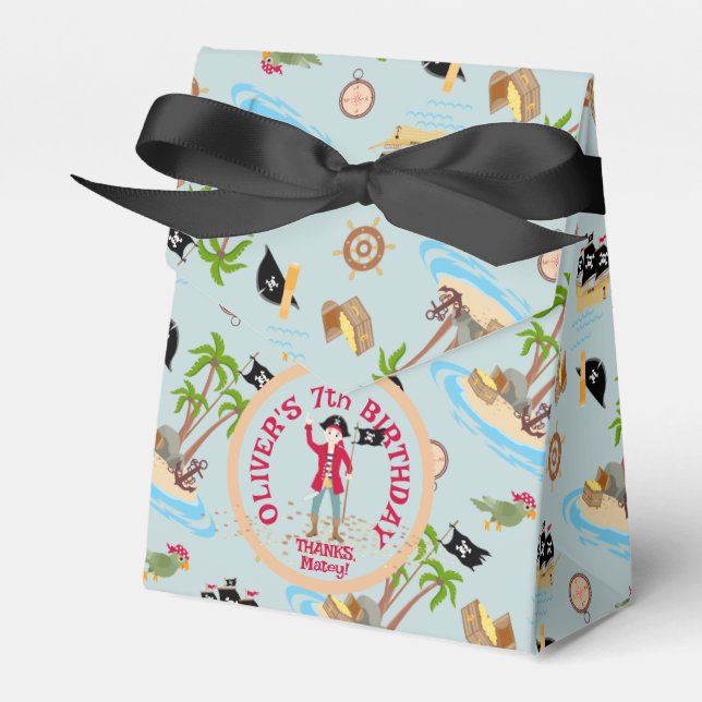 Captain of the Pirate Ship Birthday Party Favor Box (Front Side)