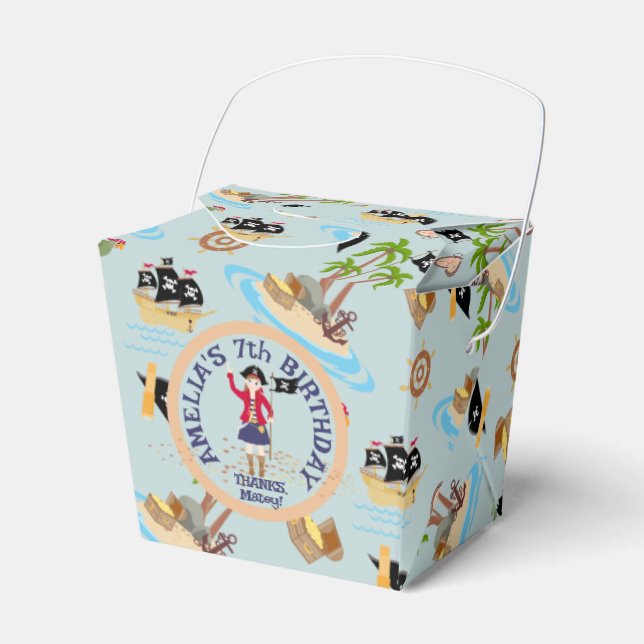 Captain of the Pirate Ship Birthday Party Favor Box (Front Side)
