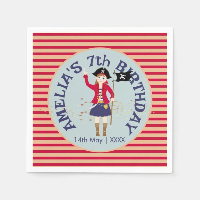 Captain of the Pirate Ship Birthday Party Napkin (Front)