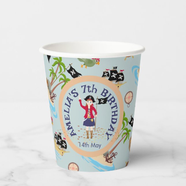 Captain of the Pirate Ship Birthday Party Paper Cups (Front)