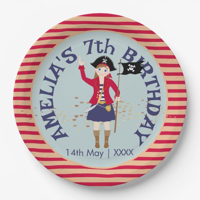 Captain of the Pirate Ship Birthday Party Paper Plate (Front)