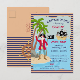 Captain of the Pirate Ship Birthday Party Thank You Card