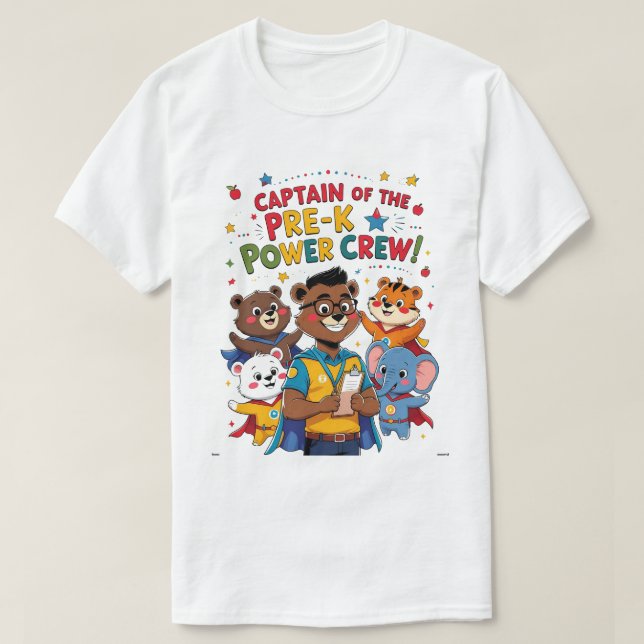 Captain of the Pre-K Power Crew T-Shirt (Design Front)