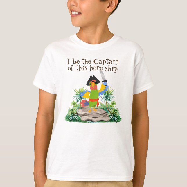 Captain of the Ship, Parrot Dressed as Pirate T-Shirt (Front)
