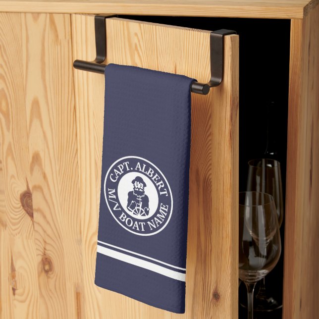 Captain Old Scruff Logo Personalized Kitchen Towel (Thirds Fold)