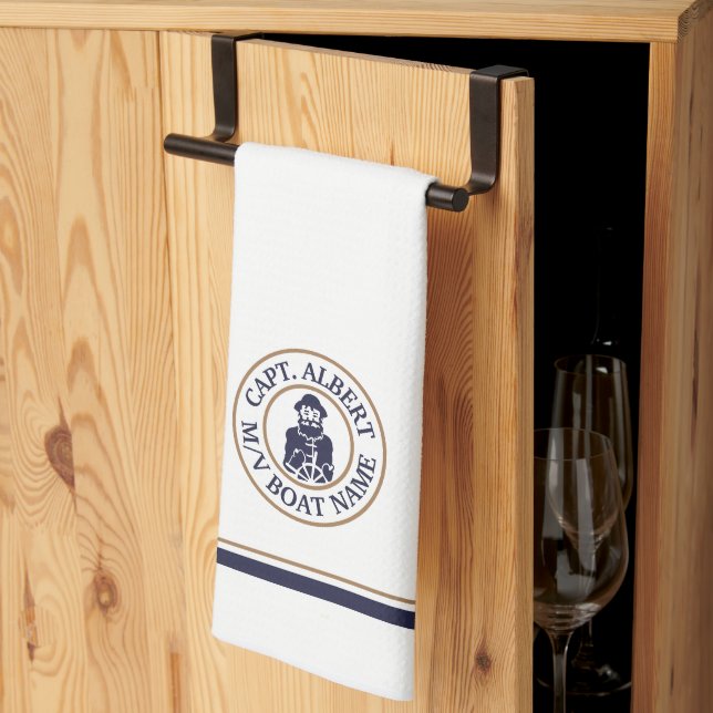 Captain Old Scruff Logo Personalized Kitchen Towel (Thirds Fold)