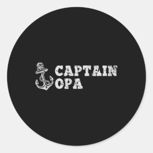 Captain Opa Sailing Boating Vintage Boat Anchor Fu Classic Round Sticker