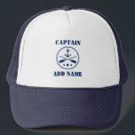 Captain or Boat Name Nautical Anchor & Oars Trucker Hat<br><div class="desc">Nautical Anchor & Crossed Oars with Personalized Captain or Boat Name Hat.</div>