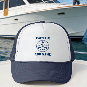 Captain or Boat Name Nautical Anchor & Oars Trucker Hat