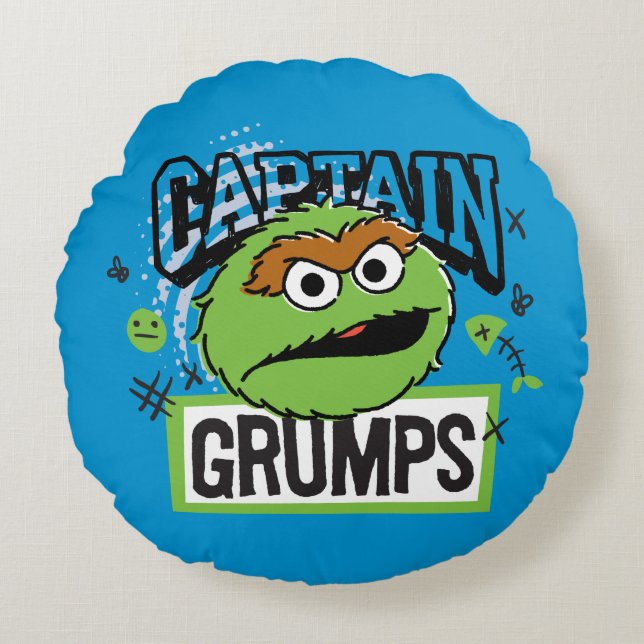 Captain Oscar Grumps Round Pillow (Front)