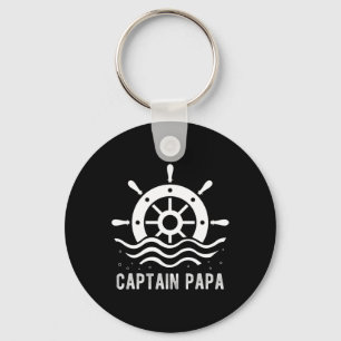 Captain Papa Boating Father's Day Pontoon Captain Keychain