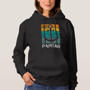 Captain Papa Fathers Day Retro Boat Anchor Sailor  Hoodie